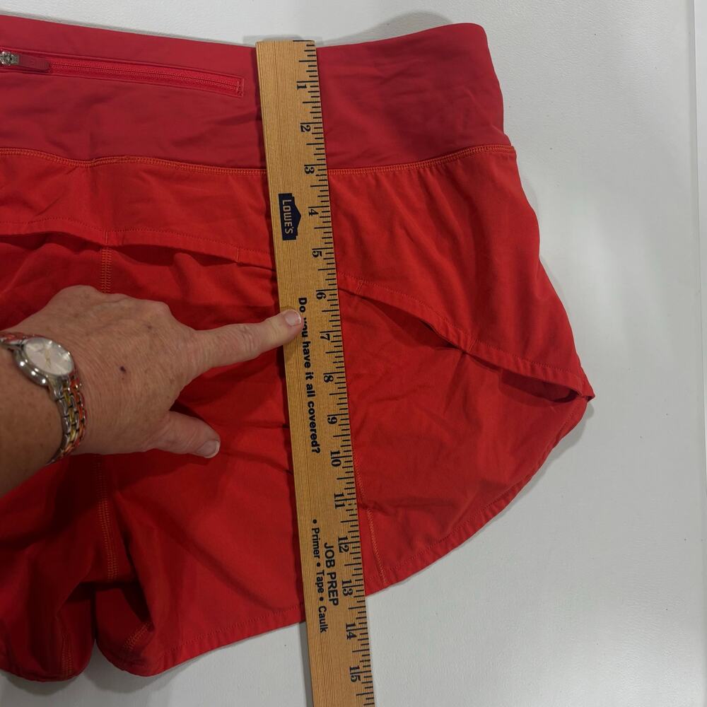 Lululemon Women’s High-Waist Running Shorts Coral Red 12 Quick-Dry Activewear - Picture 7 of 9